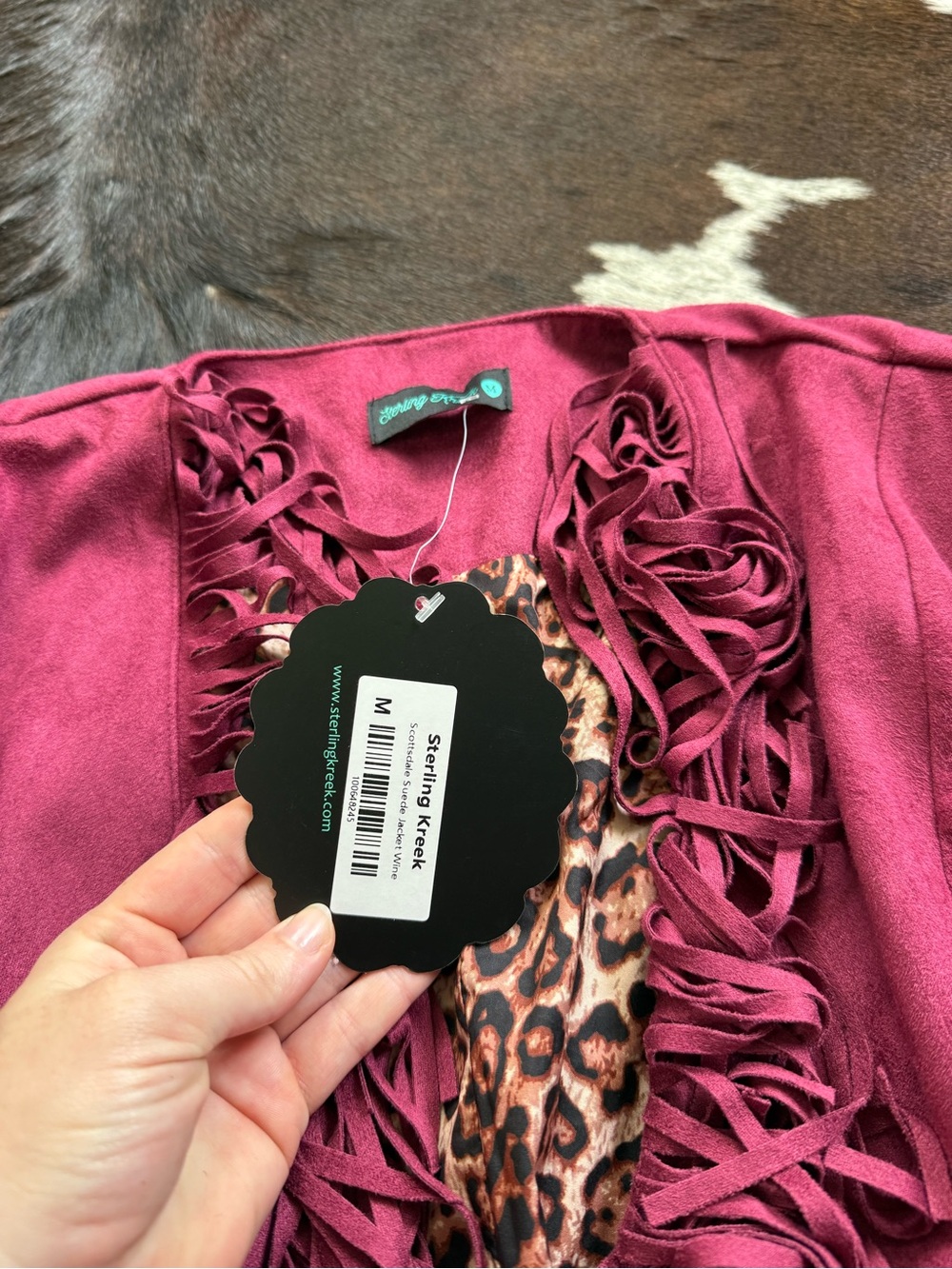Fringed Teddy Jacket in Magenta - Picture 5 of 5
